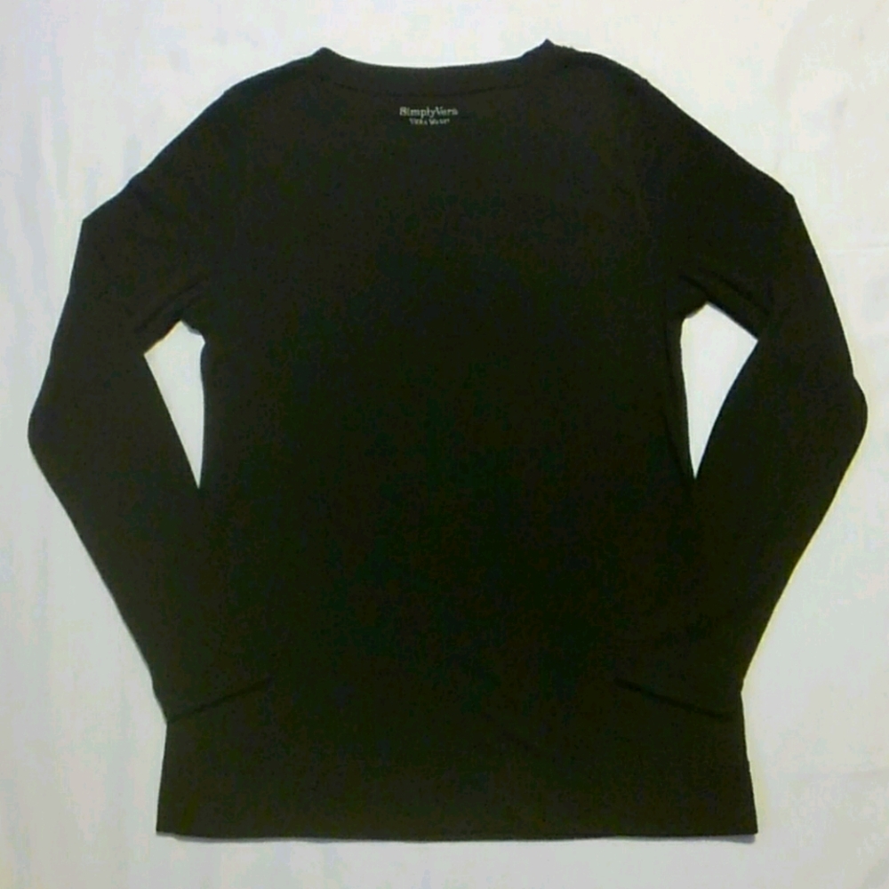 Simply Vera Wang Black Stretch LS Sweatshirt M